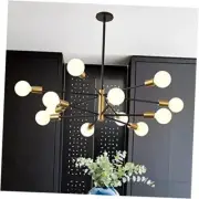Modern Chandelier Ceiling Light Fixture Sputnik 12 Light Black and Gold