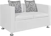 Sofa 2-Seater Artificial Leather White Home Sofa