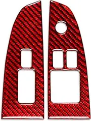 Power Window Switch Car Lift Button Switch Panel Trim Sticker Interior Accessories Two Doors for G37 2010-2013 Q60 2014-2015 (Color : Red, Size : RHD)