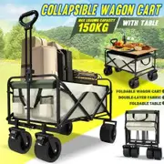 Garden Beach Cart Wagon Foldable Utility Shopping Trolley Trailer Outdoor Picnic Camping Sports Market Barrow Luggage Grocery Collapsible 150kg