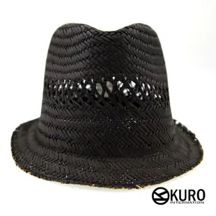 KURO-SHOP黑色系藤編羽量草帽紳士帽