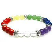 7 Chakra Balancing Healing Crystal Gemstone Bracelet - Handcrafted 8mm