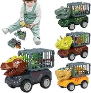 Dinosaur Truck Toy for Kids - Car Carrier Truck | Pull Back Dinosaur Cars | Toy Trucks | 4 Set Dinosaur Playset Toys | Tyrannosaurus Figures | Push and Go Excavator Game | Transporter Activity
