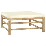 6 Piece Garden Lounge Set with Cream White Cushions Bamboo