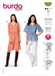 BURDA SEWING PATTERN 6129 MISSES 8-18 EASY LOOSE PULLOVER DRESS & TUNIC TOP