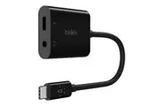 Belkin RockStar(TM) 3.5mm Audio + USB-C Charge Adapter Black