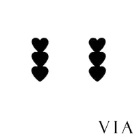 在飛比找momo購物網優惠-【VIA】白鋼耳釘 愛心耳釘/符號系列 愛心串串造型白鋼耳釘