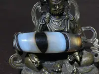 在飛比找Yahoo!奇摩拍賣優惠-收藏老天珠老風化千年纏絲西藏黑財神眼一尊 XM38924
