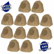 Theater Solutions Outdoor Tan Weatherproof Rock 12 Speaker Set with 8" Woofers
