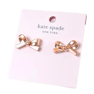 【KATE SPADE】蝴蝶結針式耳環-玫瑰金