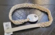 NWT $220 ESCADA WOMEN'S CROCHET LEATHER & MOTHER OF PEARL BELT SZ 42 45"x 1.5"