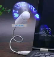 12" USB LED Fan BLUE Mini FAN Flash Light for COMPUTER Laptop PC Desk Flexible