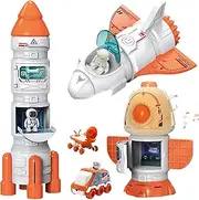 Space Shuttle Rocket Toys for Kids Rocket Ship Toys with Light and Blast Off Sound Effects, Space Adventure Toys with Spraying & Projection Function, Kids Science Educational Toys