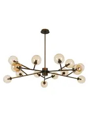 Orion 15 Light Pendant in Bronze with Sepia Glass