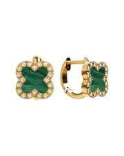 Gabi Rielle 14K Over Silver Malachite CZ Huggie Earrings