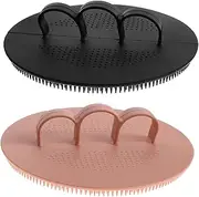 Baluue Ergonomic Bath Brush Set 2pcs Silicone Shower Brush for Body Scrubbing Scalp Massage
