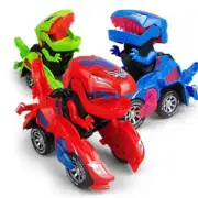 Kids Automatic Transforming Dinosaur LED Car Toy Transformer With Light & Music