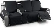 TAOCOCO 100% Waterproof Recliner Couch Covers for 3 Cushion Couch with Console, Recliner Sofa Cover for 3 Seat Sofa, Split Reclining Sofa Cover Furniture Pets Kids Protector (3 Seater, Black)