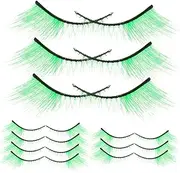 Healeved 10 Pairs Fake Eyelashes Lashes for Teens Fairy False Eyelashes Curly Eyelashes Wispy Strip Lashes Eye Lashes Natural Looking Eyelash Extensions Kit Costume Lashes Green Filament