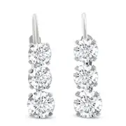 Bliss Diamond 1 1/2Ct 3-Stone Diamond Leverback Hoops Women's Earrings 14k Gold 1/2" Tall Lab in 14K White Gold at Nordstrom One Size