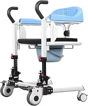 Medical Patient Lift for Home, Portable Transfer Nursing Wheelchair Patient Lift Aid w/180° Split Seat, Bedside Commode w/Potty Bathroom Wheelchair for Elderly Adults Seniors, 290lbs Transport