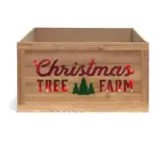 Lighted Christmas Tree Wood Crate Tree Collar Brand New In Box