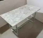 White Quartz Agate Coffee Table Top, Agate Stone Center Table, Black Friday Sale