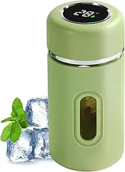 Glass Water Cup,280ml Travel Water Bottle | Portable Tea Cup Anti-Fall Tumbler with Real-Time Temperature Display for Restaurant Camping Picnic Home Gym Daily Use Work