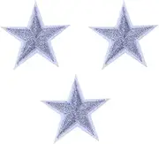 10pcs Silver Five-Pointed Star Embroidery Patches DIY Decorative Cloth Stickers for Clothing Jackets Jeans Crafts for Repairs Personalization