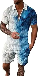 [Generic] Mens Beach Pattern Printed T-Shirt, Comfy Leisure Drawstring Shorts Dailywear Sets Shawl Tuxedo Short Suit Shorts Beach Tropical Travel Body Sports Shorts Suit Sports Workout Streetwear for Men