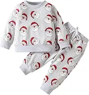 [Generic] Boys 3-6 Months Outfits Baby Boys Girls Matching Christmas Prints Clothes Top T Shirt Pants Winter Outfits Brand Baby Boy Clothes (Grey, 3-6 Months)