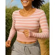 Women's Running Top Running Shirt Slim Pullover Long Sleeve Top Spandex Breathable Quick Dry Lightweight Elastic Tennis Golf Running Sportswear Activewear Stri