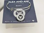 ALEX & ANI U.S. NAVY Silver Charm Bangle Bracelet New W-Tag And Box