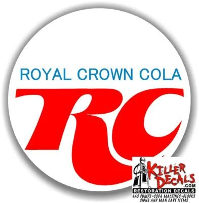 18" (RC-9-1) WHITE RC ROYAL CROWN COLA DECAL COOLERS SODA POP MACHINE