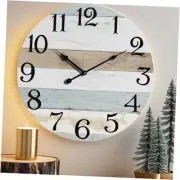 24 Inch Wall Clock Wood Round Silent Non-Ticking Clock,Large Rustic Farmhouse