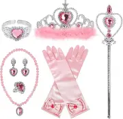 Princess Dress up Accessories Princess Gloves, 7Pcs Dress up Set for Toddler Gi