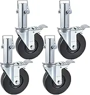 BestEquip 4 Pack 5Inch Scaffolding Rubber Swivel Caster Wheels with Dual Locking Heavy Duty Casters 1.26 Inch Square Stem 440LBS Capacity per Wheel