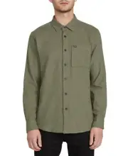 Volcom Men's Caden Solid Army Green Shirt Size Small