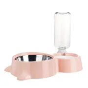 Automatic Pet Dog Cat Smart Food Water Feeder Bowl Dish W/ 500Ml Bottle Drink Pink
