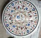 White Marble Coffee Table Top Jasper Inlay Marquetry Art Stone Living Room Decor