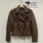 跩狗嚴選 極度乾燥 SUPERDRY 女款 BIKER 復古風格 修身短版 薄款軟皮 皮衣 復古棕 咖啡 真皮 皮衣 外套 機車 騎士 翻領 斜領