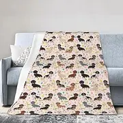 WURTON Dog Flower Print Flannel Ultra-Soft Micro Fleece Blanket Bed Sofa Decor, Lightweight Gift 80"X60"