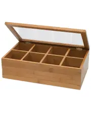 Lipper International Bamboo 8-Section Tea Box With Acrylic Lid