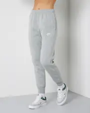 [Nike] Nike Women's Club Track Pants in Dark Grey Heather/Matte Silver/White Size Medium M Dark Grey Heather/Matte Silver/White