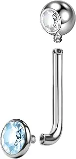 [BodyAce] F136 Titanium Christina Piercings Barbell, 14G Internally Threaded Vertical Hood Belly Bars, L Bent VCH Ring Christina Barbells Navel Jewellery