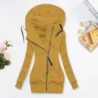 Women Casual Long Sleeve Zip Up Hooded Hoodie Jacket Jumper Cardigan Coat Plus