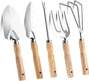 5-Piece Garden Tool Set Durable Stainless Steel Perfect Gardening Tools for Digging, Weeding, Transplanting, and Loosening Soil Essential Garden Supplies & Gifts for Gardeners