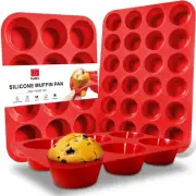 Walfos BPA Free Silicone Muffin Pan - Cupcake Pans set of 3, Including Mini 2...