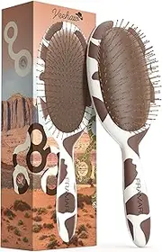 FRAMAR Curly Hair Detangler Brush Detangler Brush For Curly Hair Cow Print Hairbrush For Curly Hair, Wet Hairbrushes For Woman, Womens Hair Brush For Thick Hair Cute Cow Stuff Brush Hair - Cow Print