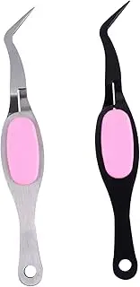 2pcs Sanding Tweezers Lash Tweezers Manicure Fine For Crafting Manicure Tools Nail Work Eyebrow Pointed Stainless Steel